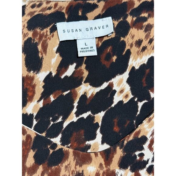 Susan Graver Animal Print Ruffled Blouse/Tunic, Size L - Picture 5 of 6